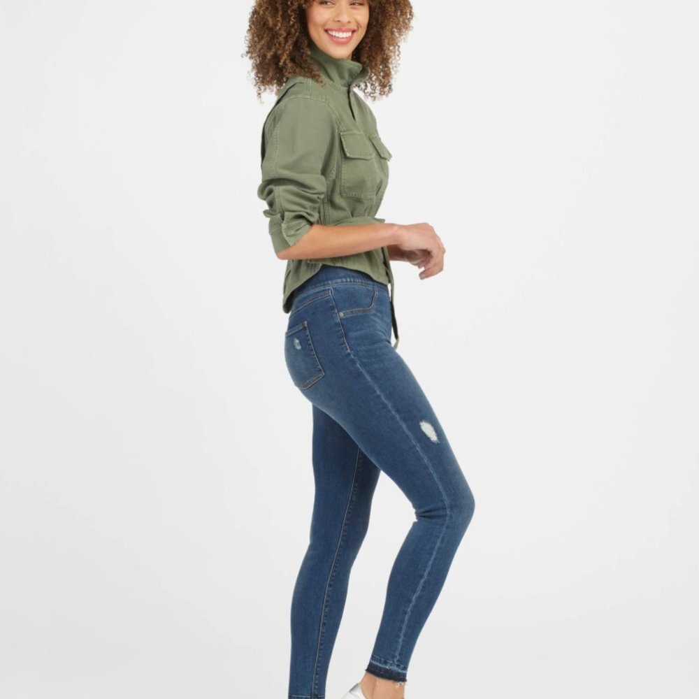 Spanx High-Rise Distressed Skinny Jeans